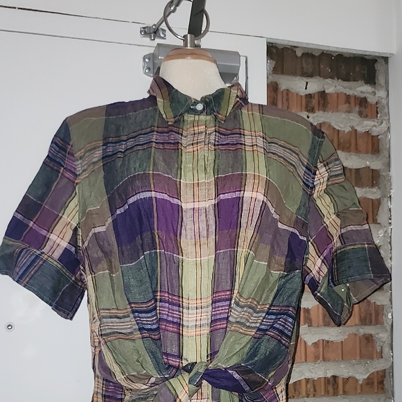 Lauren Ralph Lauren Multicolor Plaid Dress Tie Belt Button Down Size 18W 18+ 40 - Picture 3 of 7